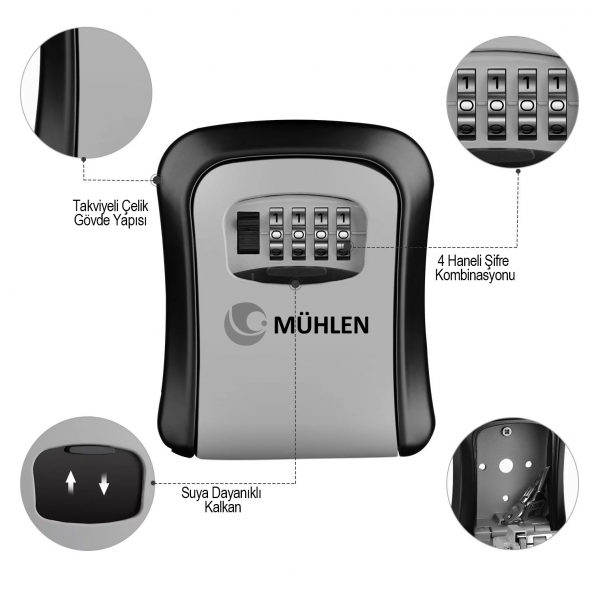 Mühlen Key 3 Şifreli Çelik Kasa Anahtar Kasası Kutusu Anahtarlık Çelik Kasası - 4