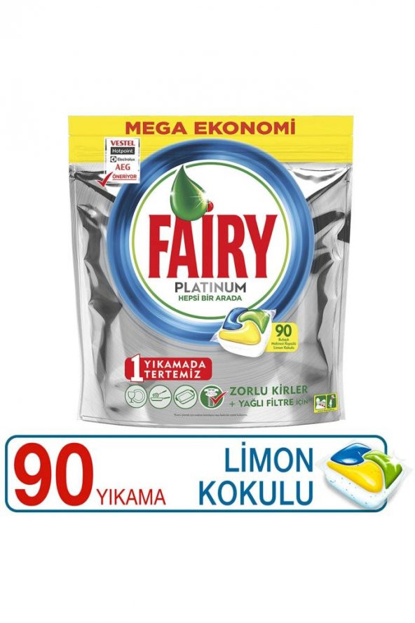 Fairy Platinum Bulaşık Makinesi Deterjanı Kapsülü Limon Kokulu 90 Yıkama