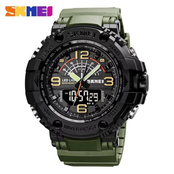 Skmei Erkek Kol Saati Dijital Analog Moda Trend Şık Yeşil Renk - 2