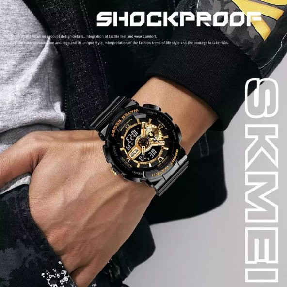 Skmei Erkek Kol Saati Dijital Analog Moda Trend Şık Saat 1688gold - 4