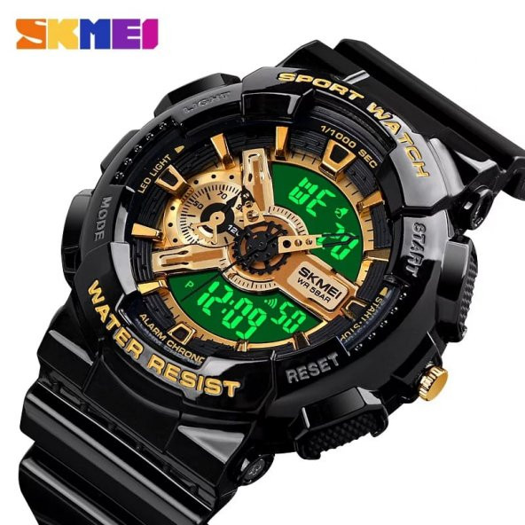 Skmei Erkek Kol Saati Dijital Analog Moda Trend Şık Saat 1688gold - 6
