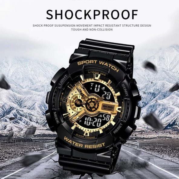 Skmei Erkek Kol Saati Dijital Analog Moda Trend Şık Saat 1688gold - 8