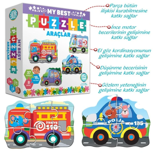 AteşTech  Baby Puzzle Araçlar 18 Ay+ - 2