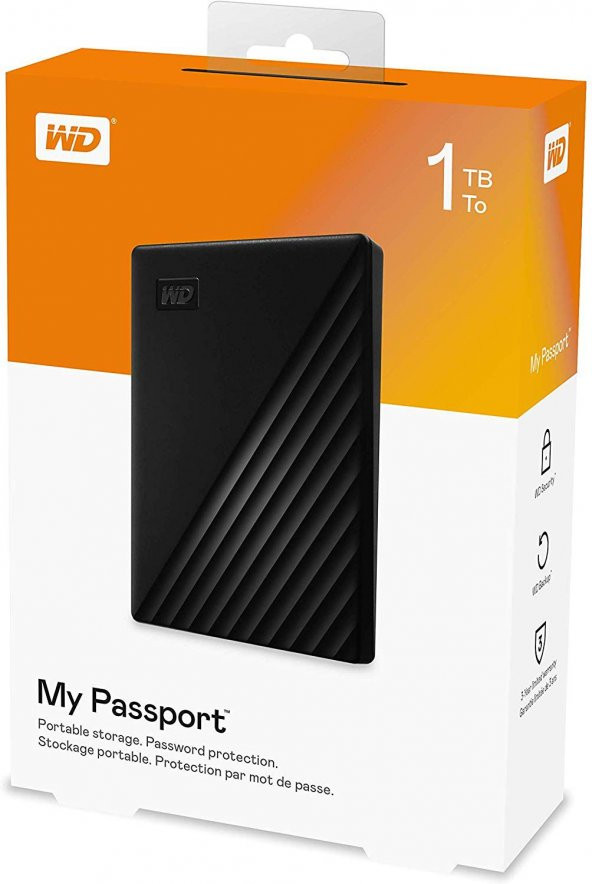 WD My Passport 1TB 2.5 inc USB 3.2 Siyah Taşınabilir Disk WDBYVG0010BBK-WESN - 3