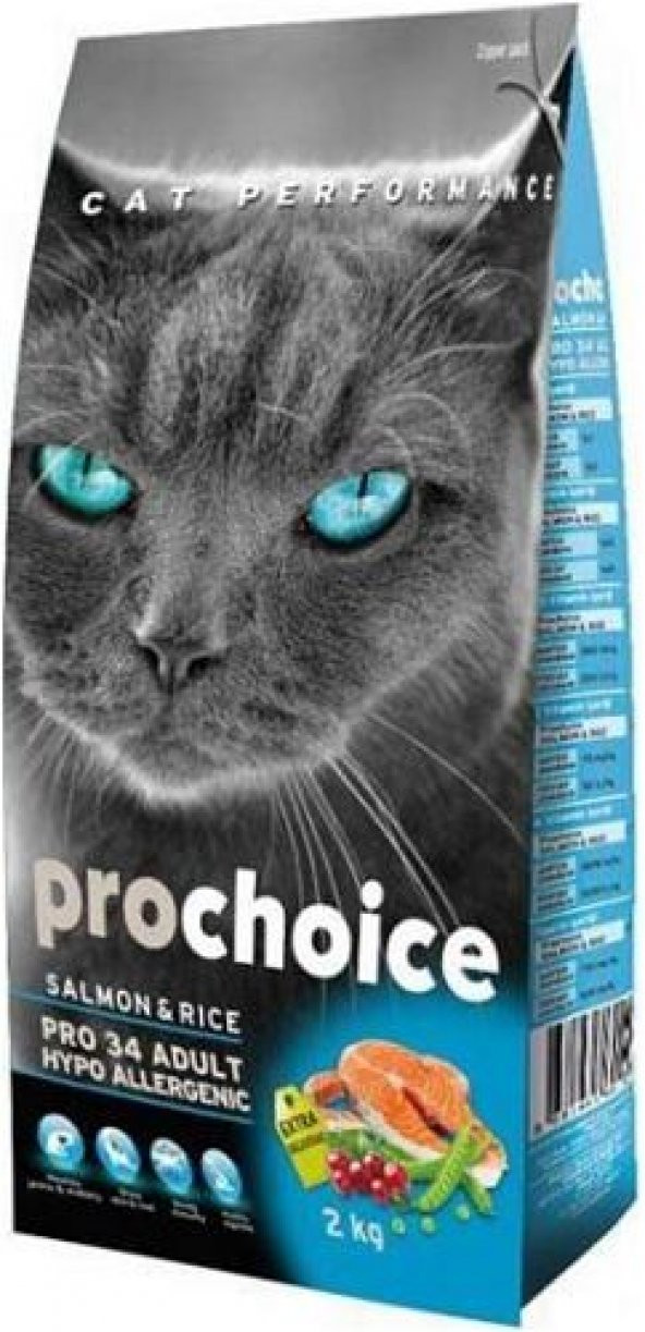 Pro Choice Pro 34 Salmon & Rice Somonlu ve Pirinçli Yetişkin Kuru Kedi Maması 15 Kg
