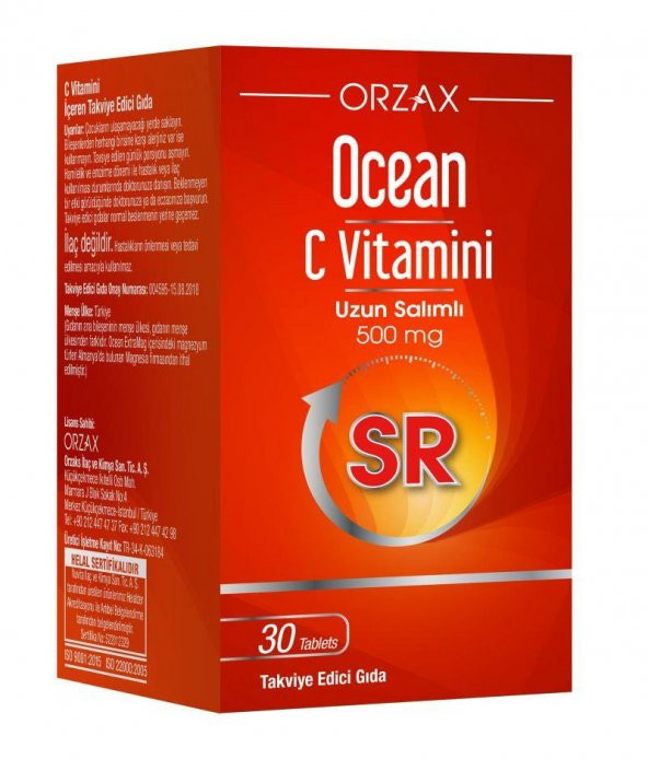 Ocean Vitamin C Sr 500 mg 30 Tablet