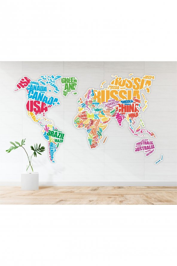 Dünya Haritası - Çocuklar İçin Eğitici İngilizce Dünya Haritası Atlası