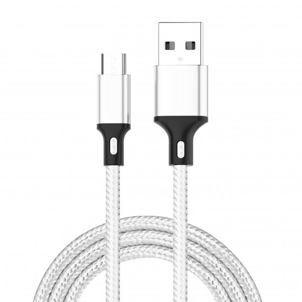 Mars 2 Metre Gümüş iPhone Lightning 2.4A Naylon Örgü Şarj ve Data Kablosu