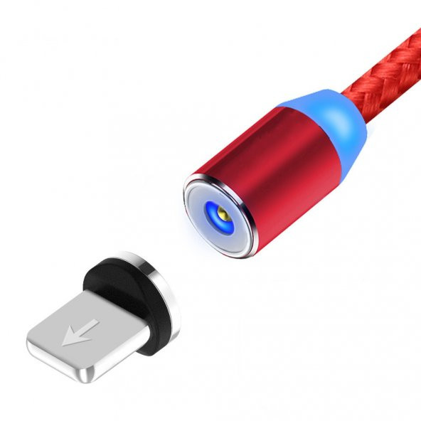 Mars 2 Metre Kırmızı Manyetik iPhone 2.4A Şarj Kablosu