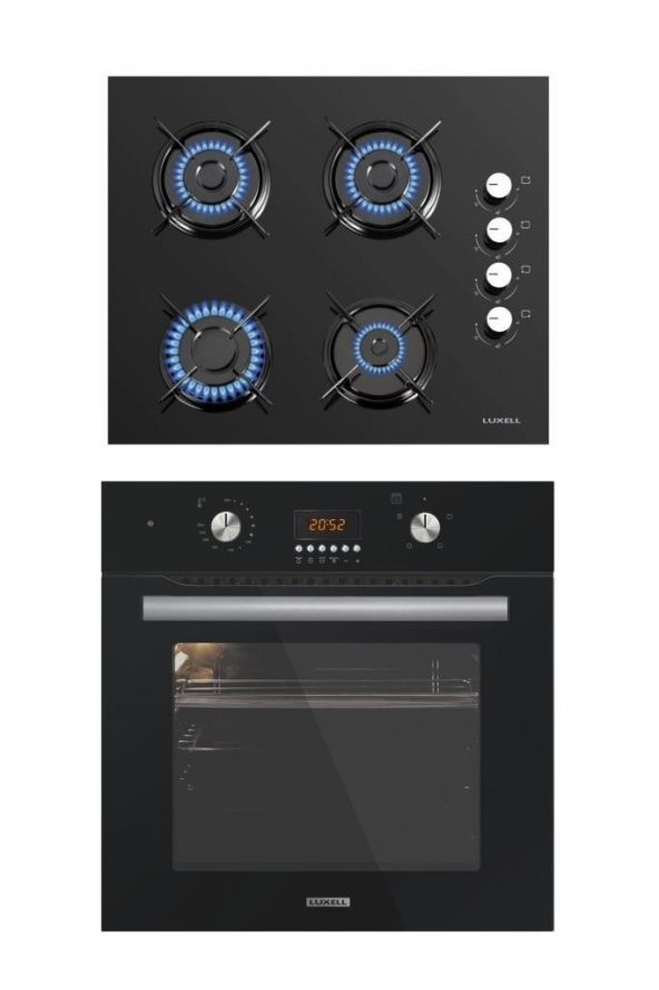 Luxell 2li Ankastre Set (B66-SF2 Dt Dijital Siyah Fırın- LX-40 Tahdf Siyah Ocak)