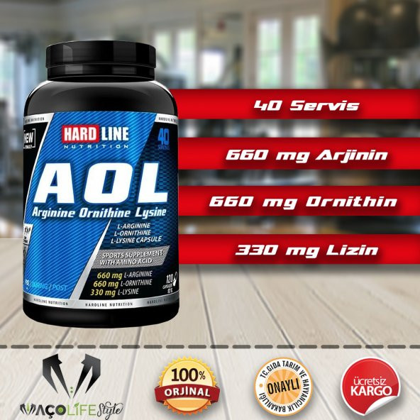 Hardline Aol 120 Kapsül Arjinin Ornithin Lizin Takviyesi - 1