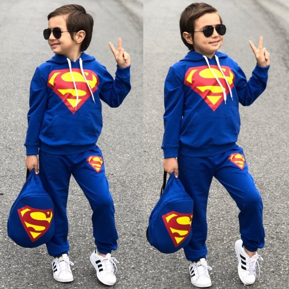 Superman Mavi Erkek Çocuk Eşofman Takımı