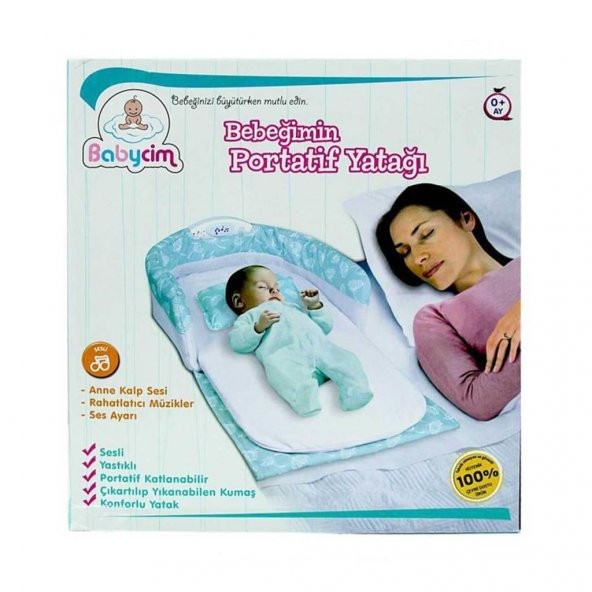 Babycim Bebeğimin Taşınabilir Portatif Yatağı - Açık Mavi Renk
