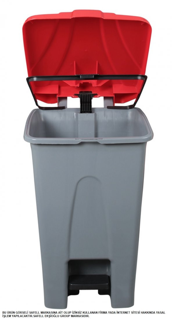 Safell Pedallı Tıbbi Atık Çöp Kovası 70 Lt - Tekerlekli - Tıbbi Atık Çöp Konteyneri - Kırmızı - 3
