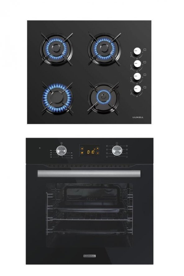 Luxell 2li Ankastre Set (B66-SF2 Ddt Dokunmatik Dijital Siyah Fırın- Lx-40 Tahdf Siyah Ocak)