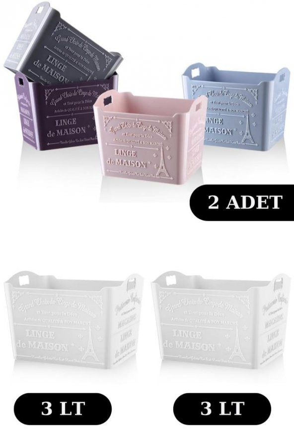 Flosoft 3 LT Organizer Saklama Kutusu, Dolap İçi Çok Amaçlı Sepet 2 ADET