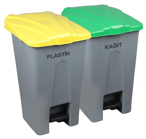 Safell Pedallı Kağıt Plastik Ayrıştırma Kovası - Çöp Konteyneri