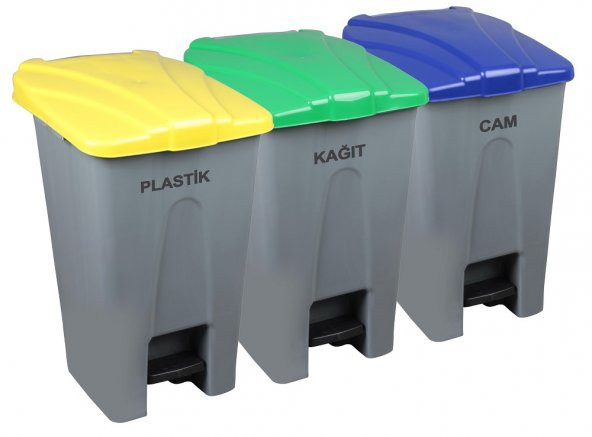 Safell Pedallı Kağıt Plastik Cam Ayrıştırma Kovası - Ayrıştırma Konteyneri