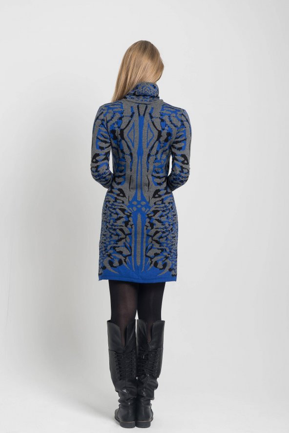 Kadın SAKS TRİKO LEOPAR JAKAR ELBİSE 21K47500-11 3 - 2