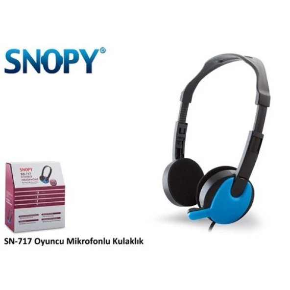 Snopy Sn-717 Siyah/Mavi Mikrofonlu Kulaklık - 3