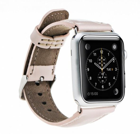 Bouletta Apple Watch Uyumlu Deri Kordon 42-44-45mm NU1 Pembe