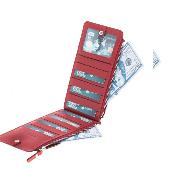 Bouletta V Wallet Deri Kadın Cüzdan V4 Kırmızı - 1
