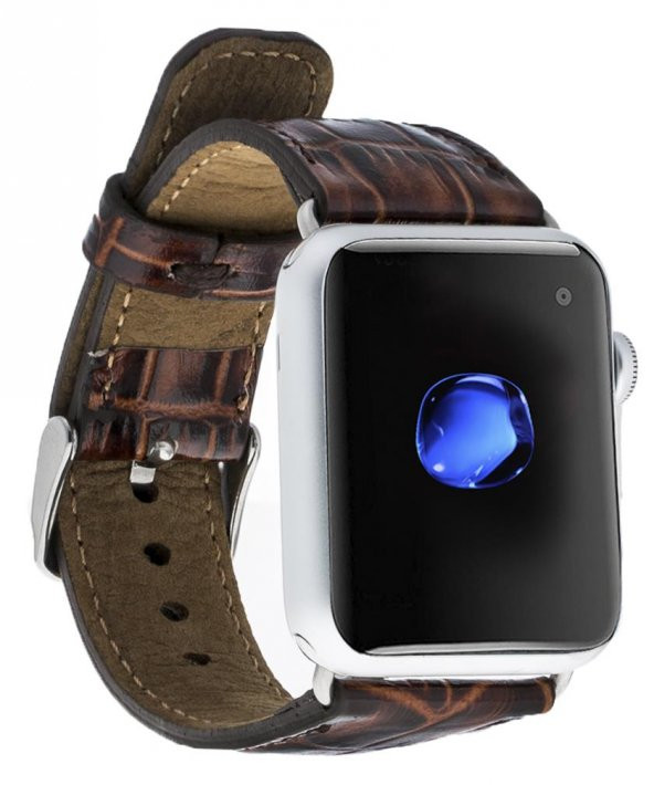 Bouletta Apple Watch Uyumlu Deri Kordon 42-44-45mm Croco Yk06 Kahverengi