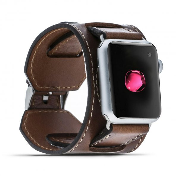 Bouletta Apple Watch Uyumlu Deri Kordon 38-40-41mm Cuff Taba - 1