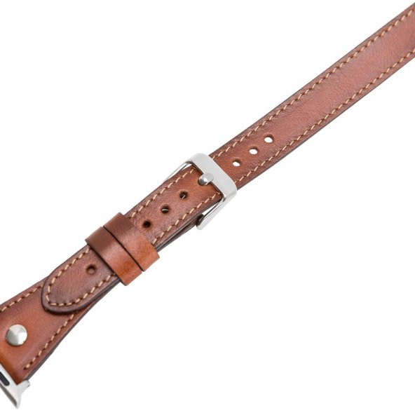 Bouletta Apple Watch Deri Kordon 42-44mm Slim Çift Tur Silver Trok RST2EF Taba - 5