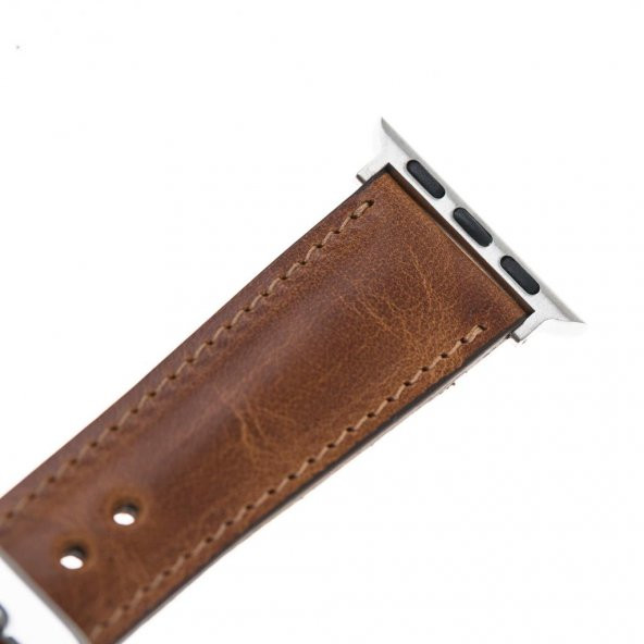 Bouletta Apple Watch Uyumlu Deri Kordon 42-44-45mm Dikişli V18 Taba - 3