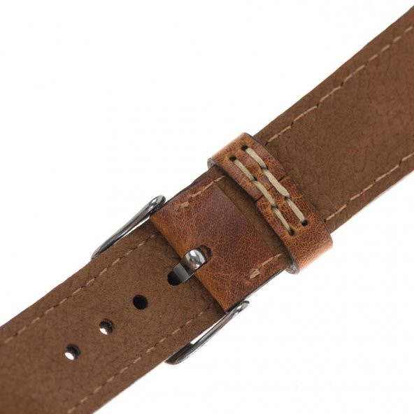 Bouletta Apple Watch Uyumlu Deri Kordon 42-44-45mm Dikişli V18 Taba - 5