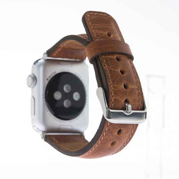 Bouletta Apple Watch Uyumlu Deri Kordon 42-44-45mm Dikişli V18 Taba