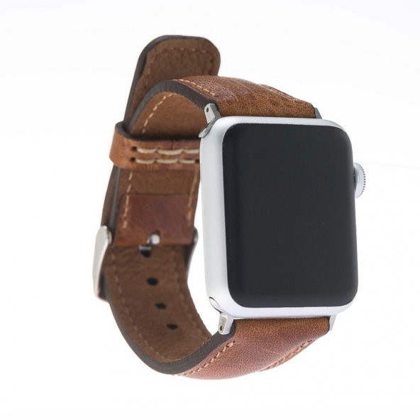 Bouletta Apple Watch Uyumlu Deri Kordon 42-44-45mm Dikişli V18 Taba - 2
