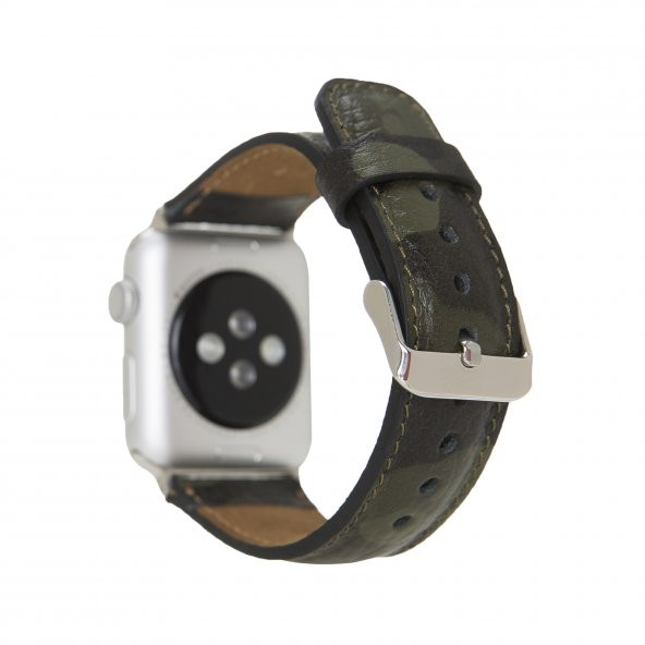 Bouletta Apple Watch Uyumlu Deri Kordon 42-44-45mm Kamuflaj Yeşil - 1