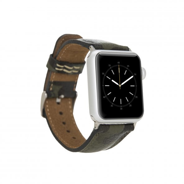 Bouletta Apple Watch Uyumlu Deri Kordon 42-44-45mm Kamuflaj Yeşil - 2