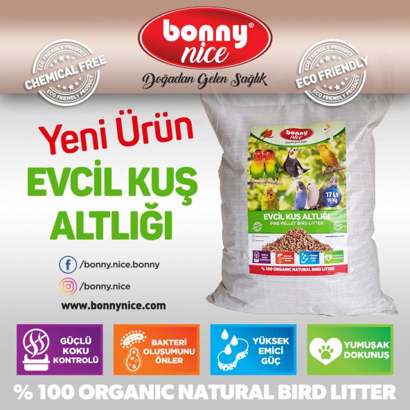 Bonny Nice Doğal Çam Pelet Evcil Kuş Altlığı 10 kg 17 l - 3