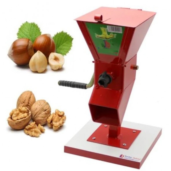 Fındık - Ceviz - Badem Kırma Makinası Kırıcı Metal Kapaklı-tahtaya Sabitlenmiş kırmızı renk