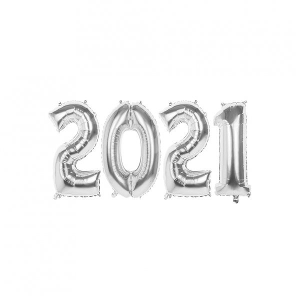 2021 Yılbaşı Gümüş Folyo Balon Set 40 cm