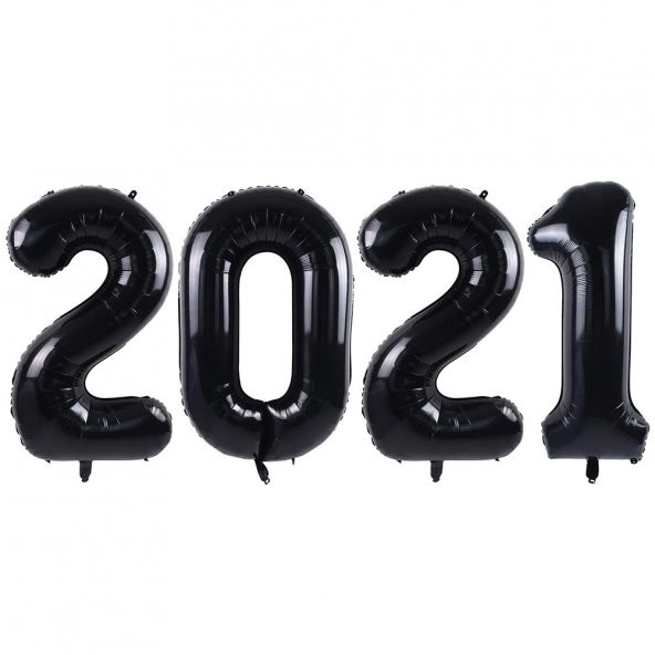 2021 Yılbaşı Siyah Folyo Balon Set 100 cm
