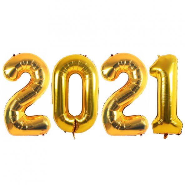 2021 Yılbaşı Altın Folyo Balon Set 100 cm