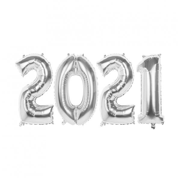 2021 Yılbaşı Gümüş Folyo Balon Set 70 cm