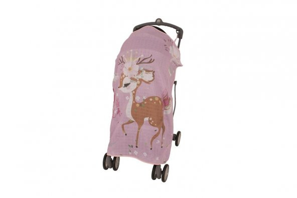 IŞŞIL Sevi Bebe Pano Baskılı Müslin Bebek Arabası Örtüsü ART-315 Ceylan - 3