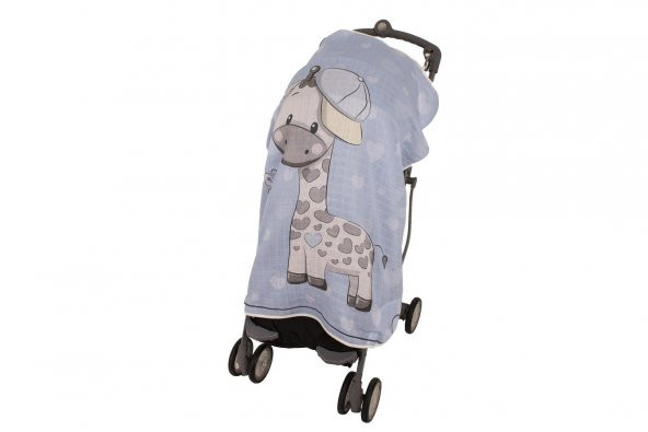 IŞŞIL Sevi Bebe Pano Baskılı Müslin Bebek Arabası Örtüsü ART-315 Zürafa - 3