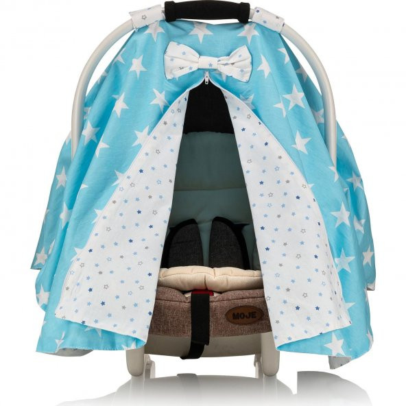 IŞŞIL Moje Poplin Puset Bebek Arabası Örtüsü Mavi Yıldız - 2