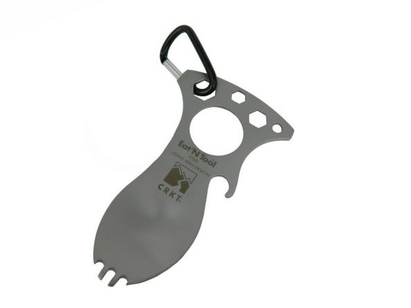 CRKT 9100 Eat`n Tool Çok Amaçlı Gri Çatal, Kaşık 10 cm - Metal, Karabinalı, Açacak, Somun Sıkma - 3