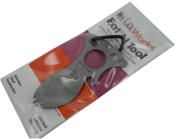 CRKT 9100 Eat`n Tool Çok Amaçlı Gri Çatal, Kaşık 10 cm - Metal, Karabinalı, Açacak, Somun Sıkma - 4