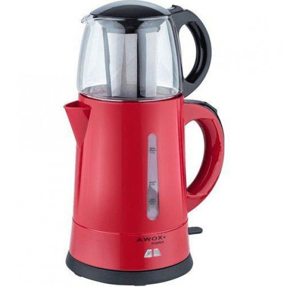 AWOX Teaplus Kırmızı Elektrikli Cam Demlikli Çaycı Çay Çakinesi Awox Teaplus