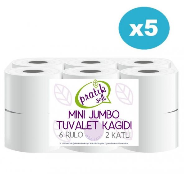Pratiksoft 5 Koli Mini Jumbo Tuvalet Kağıdı 60 Rulo 42129