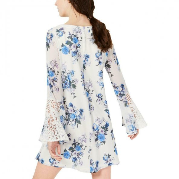 Genç Bayan Fildişi Kuşgözü Çiçekli Elbise - 2