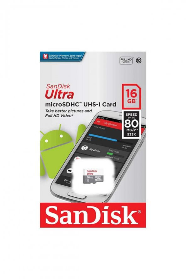 Ultra 16 Gb 80 Mb/s Micro Sd Hafıza Kartı